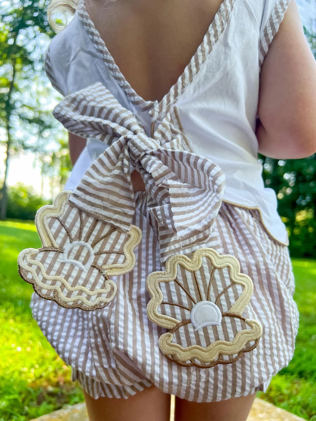 GIRL SEERSUCKER SHELLS BLOOMER SET