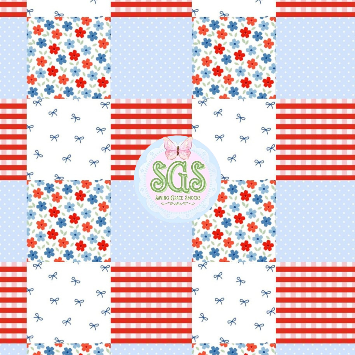 GIRLS PATRIOTIC PATCHWORK BUBBLE