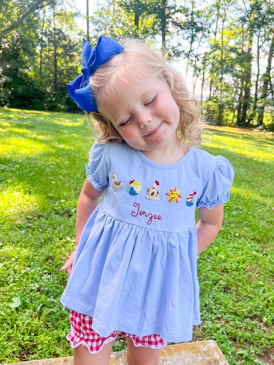 GIRLS FRENCH KNOT BEACH BLOOMER SET