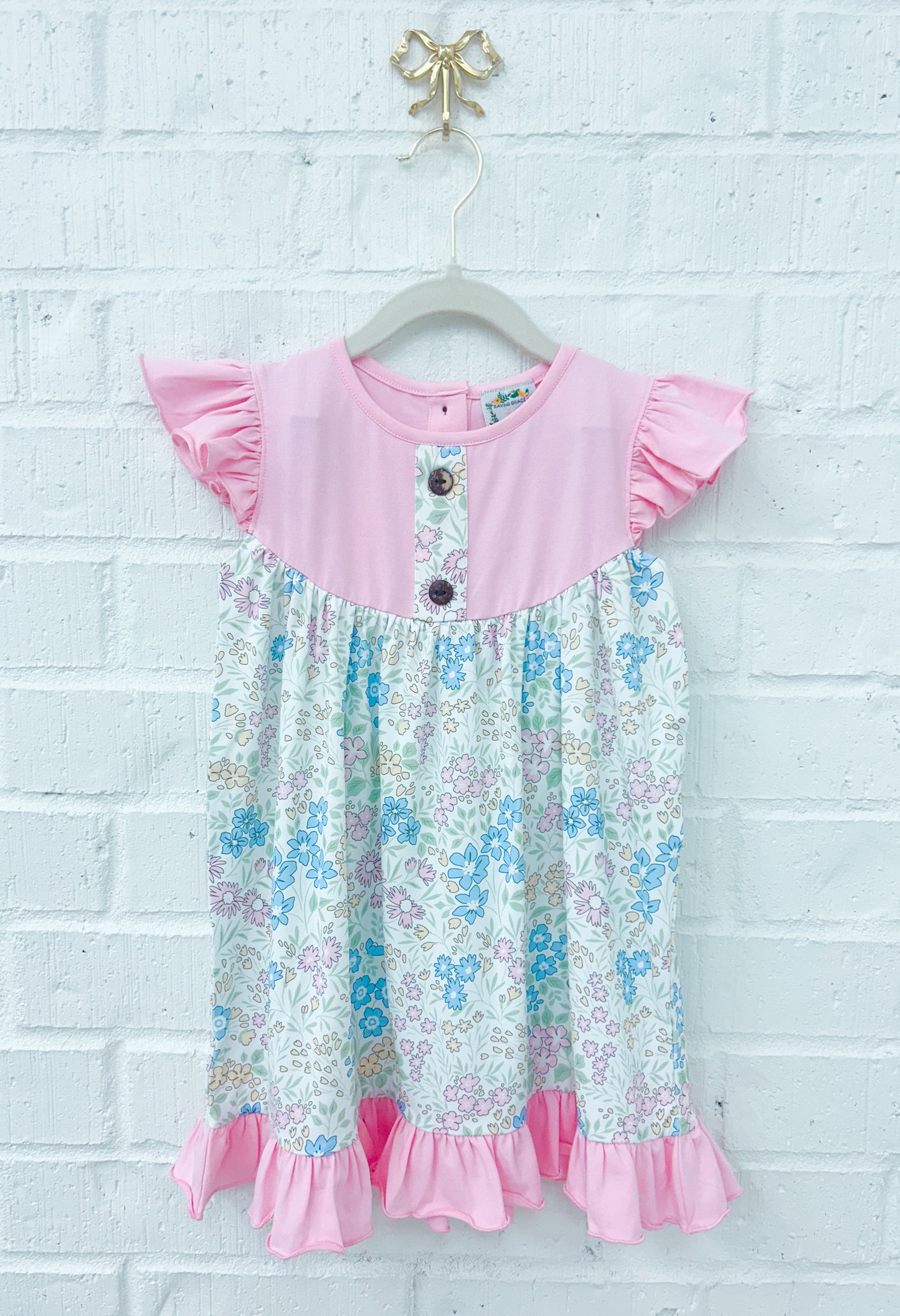 GIRLS PASTEL SPRING FLORAL DRESS