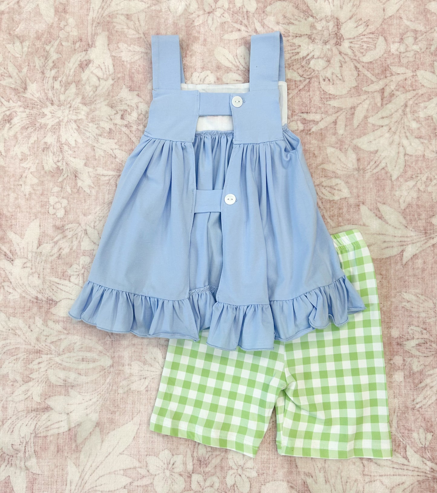 GIRLS FRENCH KNOT SEA TURTLES SHORT SET