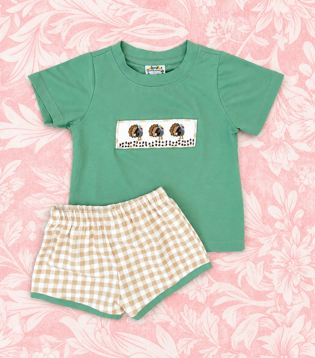 TURKEY TROT BOY SHORT SET