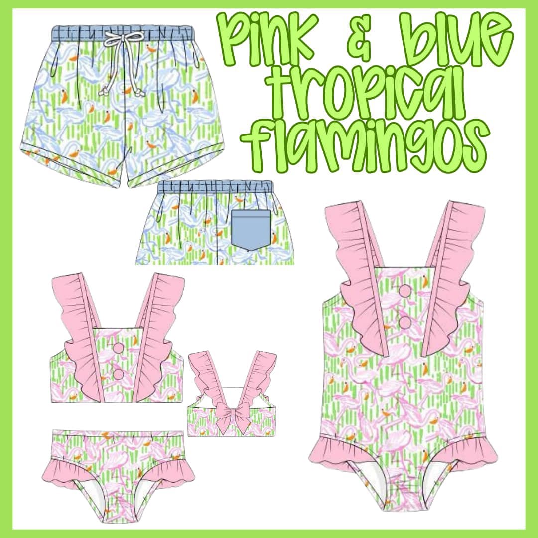 TROPICAL FLAMINGOS SWIM BOY TRUNKS