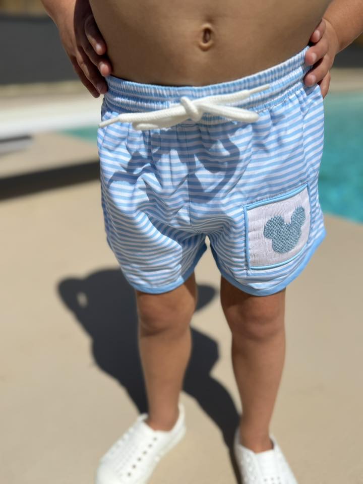 BOYS SMOCKED CLUBHOUSE SWIM TRUNKS