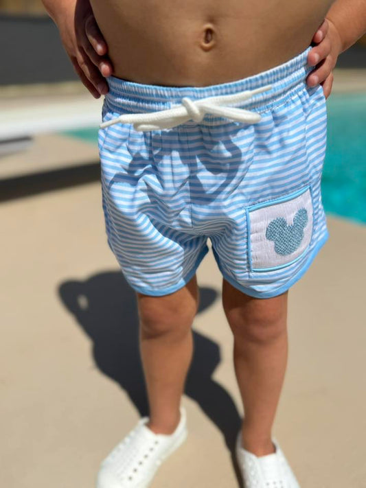 BOYS SMOCKED CLUBHOUSE SWIM TRUNKS