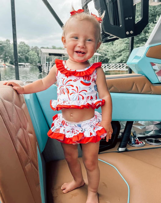 RED, WHITE, AND BLUE SWIM GIRL 2PC