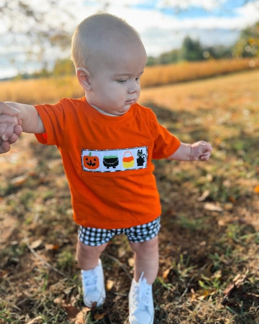 HAPPY HALLOWEEN BOY SHORT SET