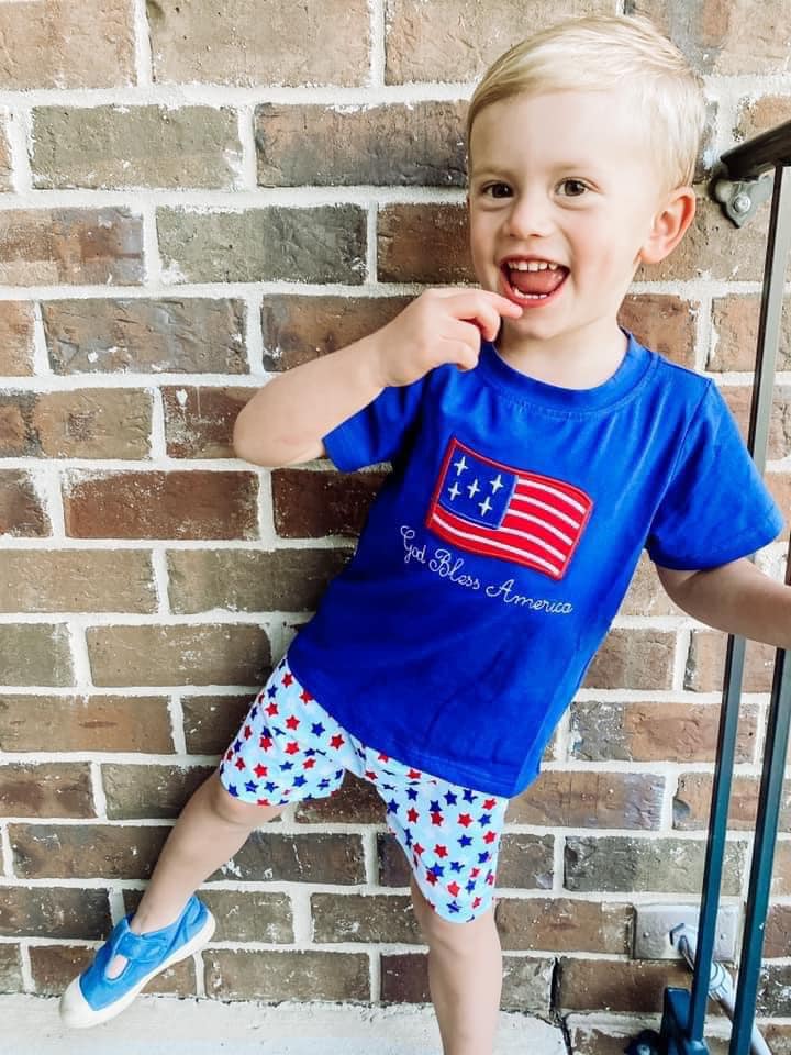 GOD BLESS AMERICA BOY SHORT SET