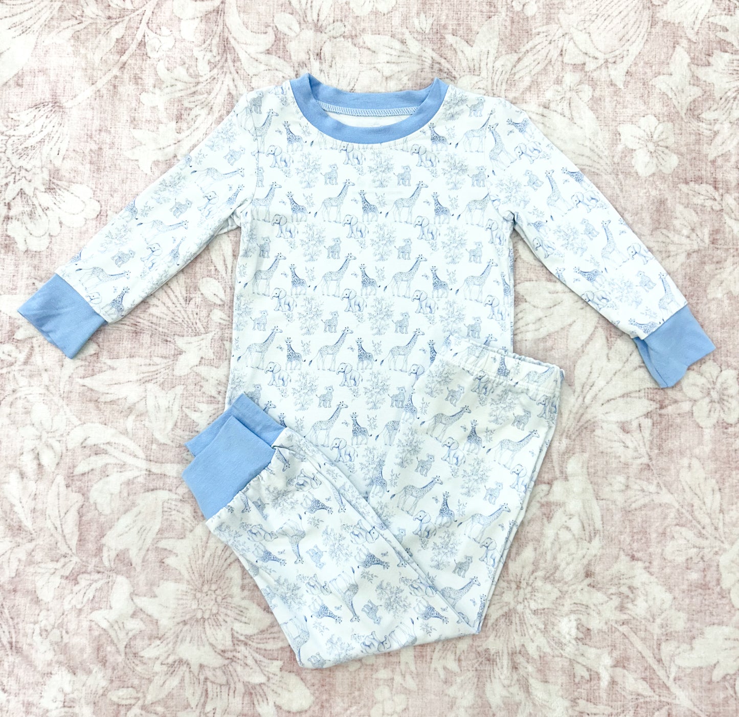BLUE SAFARI TOILE BAMBOO SET