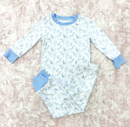 BLUE SAFARI TOILE BAMBOO SET