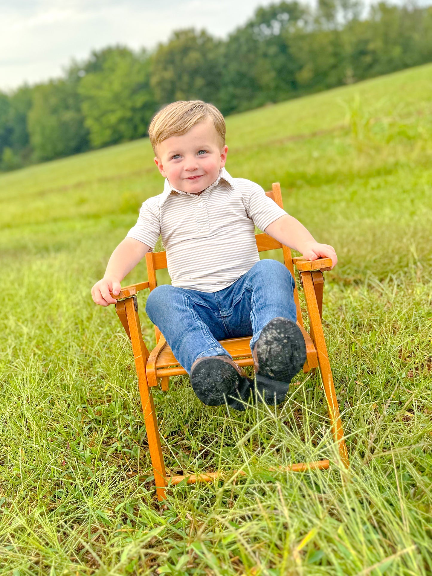 BOYS KHAKI STRIPE POLO