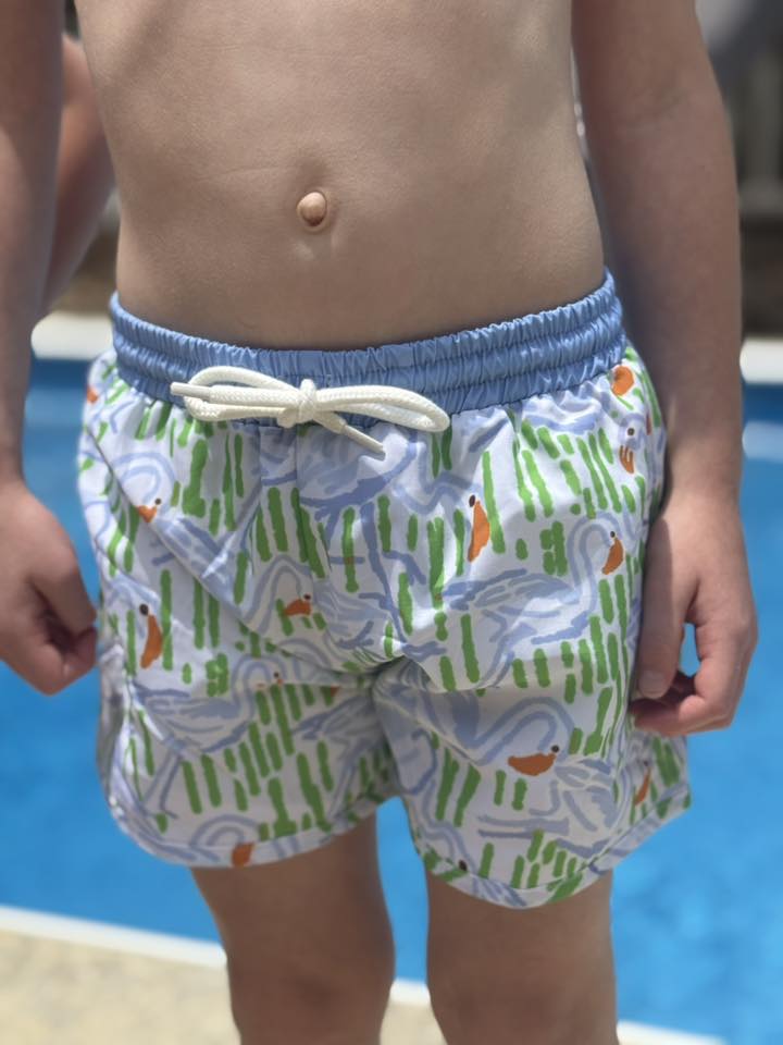 TROPICAL FLAMINGOS SWIM BOY TRUNKS