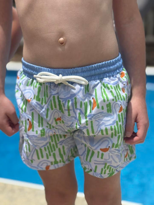 TROPICAL FLAMINGOS SWIM BOY TRUNKS