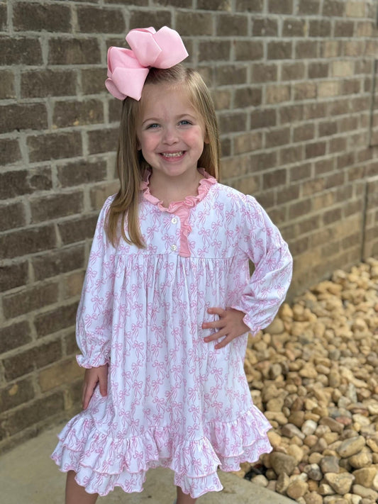 BLUSH BOWS GIRL GOWN