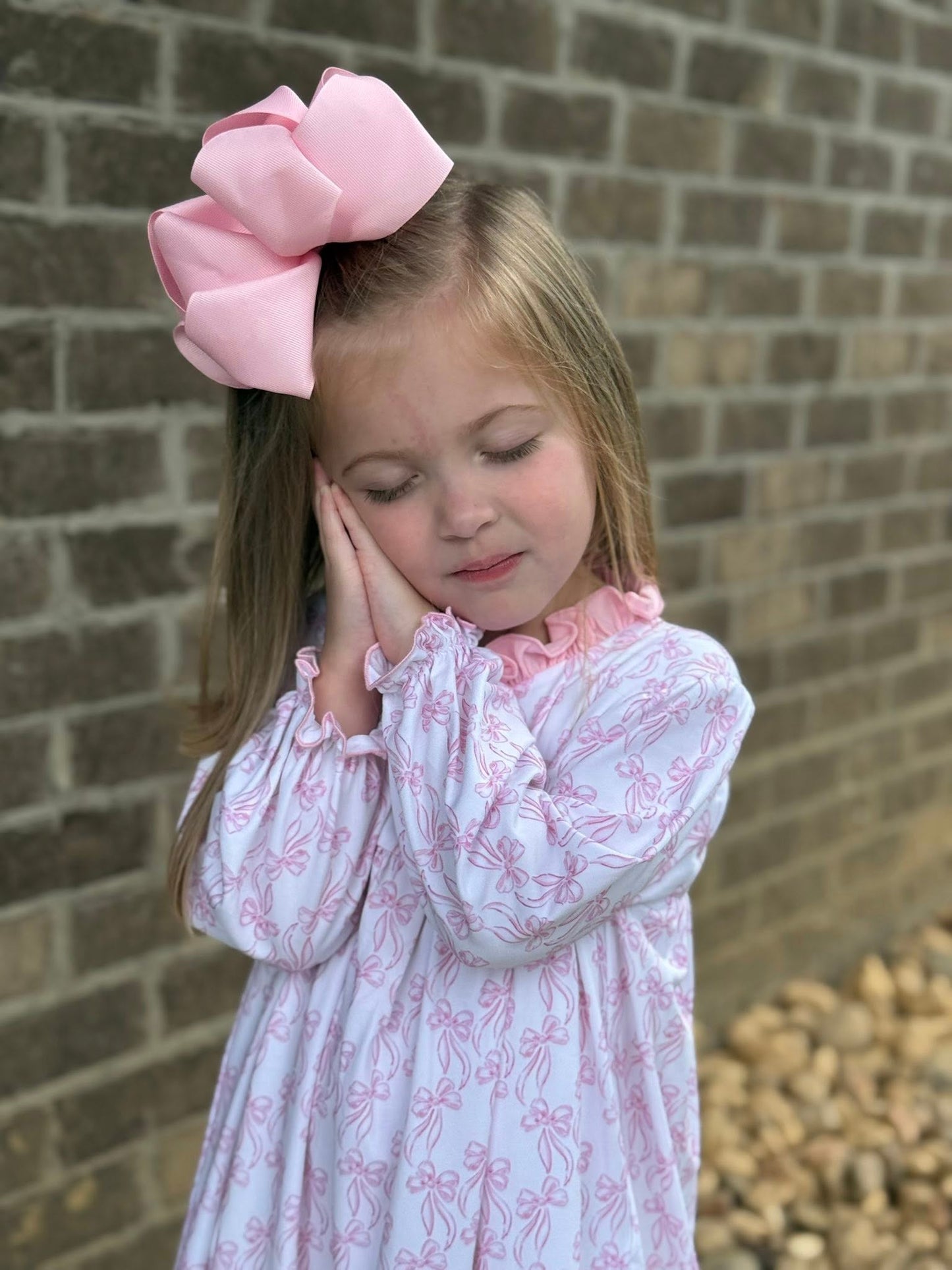 BLUSH BOWS GIRL GOWN