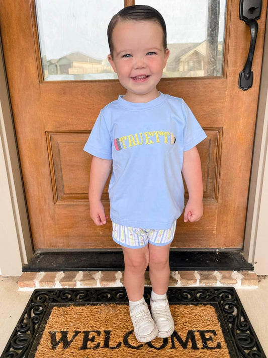 BOY FRENCH KNOT CLASS IN SESSION SHORTIE SET