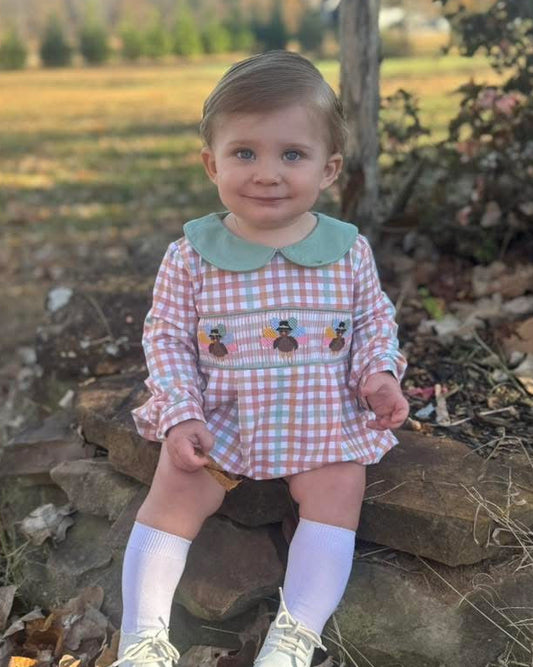 GINGHAM TURKEY SMOCK BOY BUBBLE