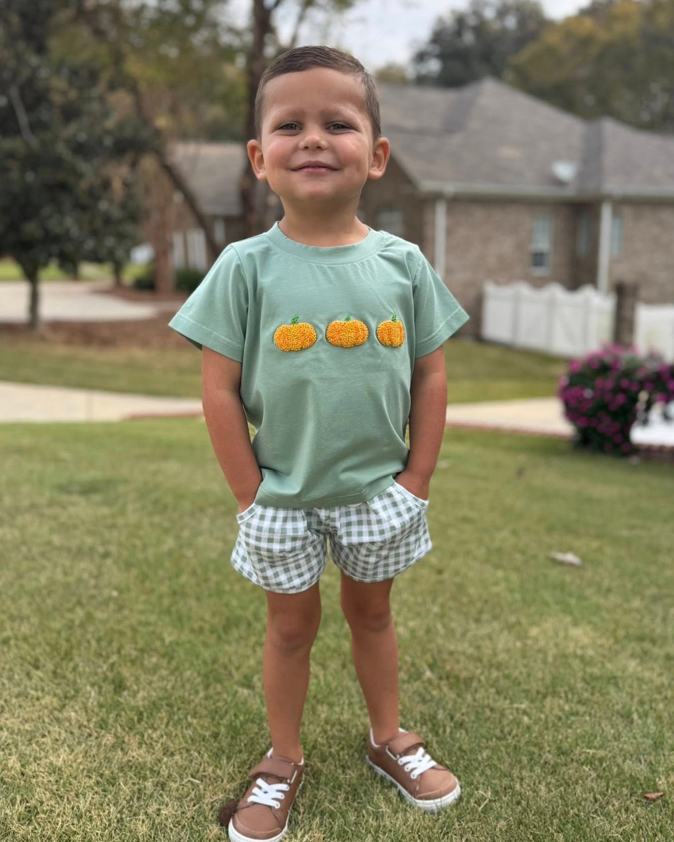 PUMPKIN TRIO BOY SHORT SET