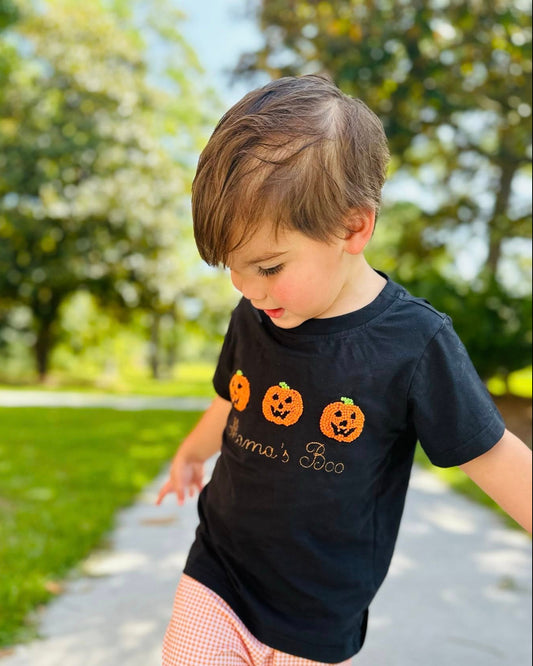 FRENCH KNOT JACK O LANTERN BOY SHORT SET