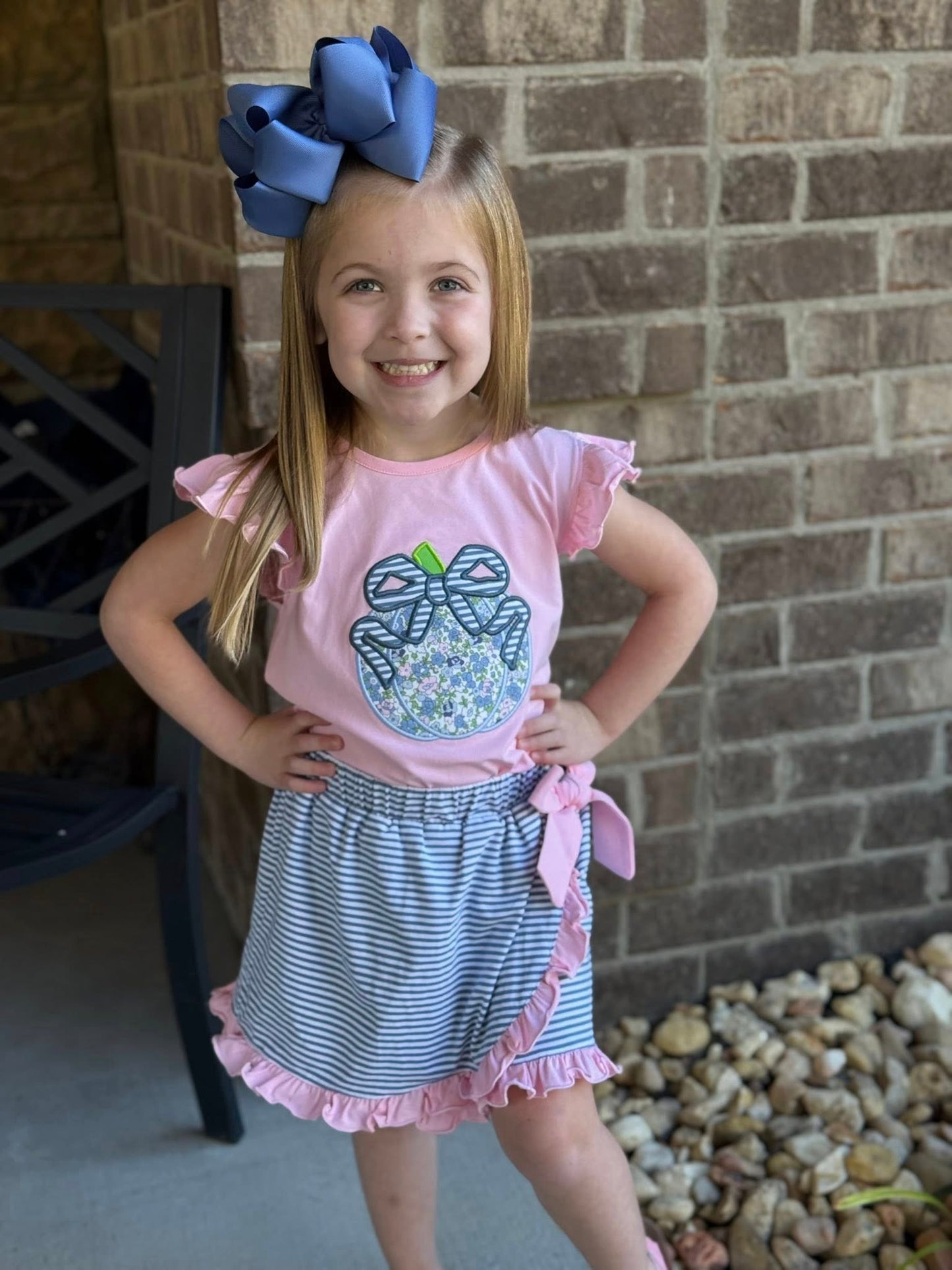 PUMPKIN APPLIQUE SKORT SET