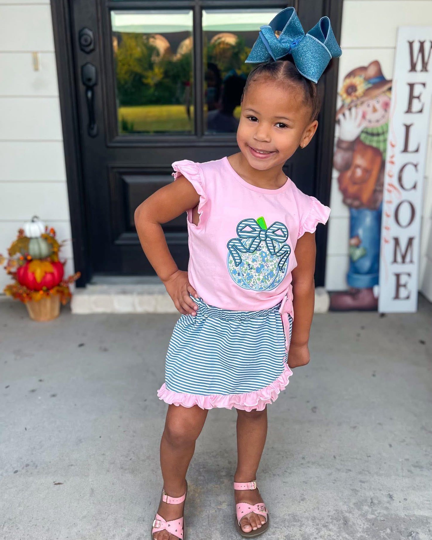 PUMPKIN APPLIQUE SKORT SET