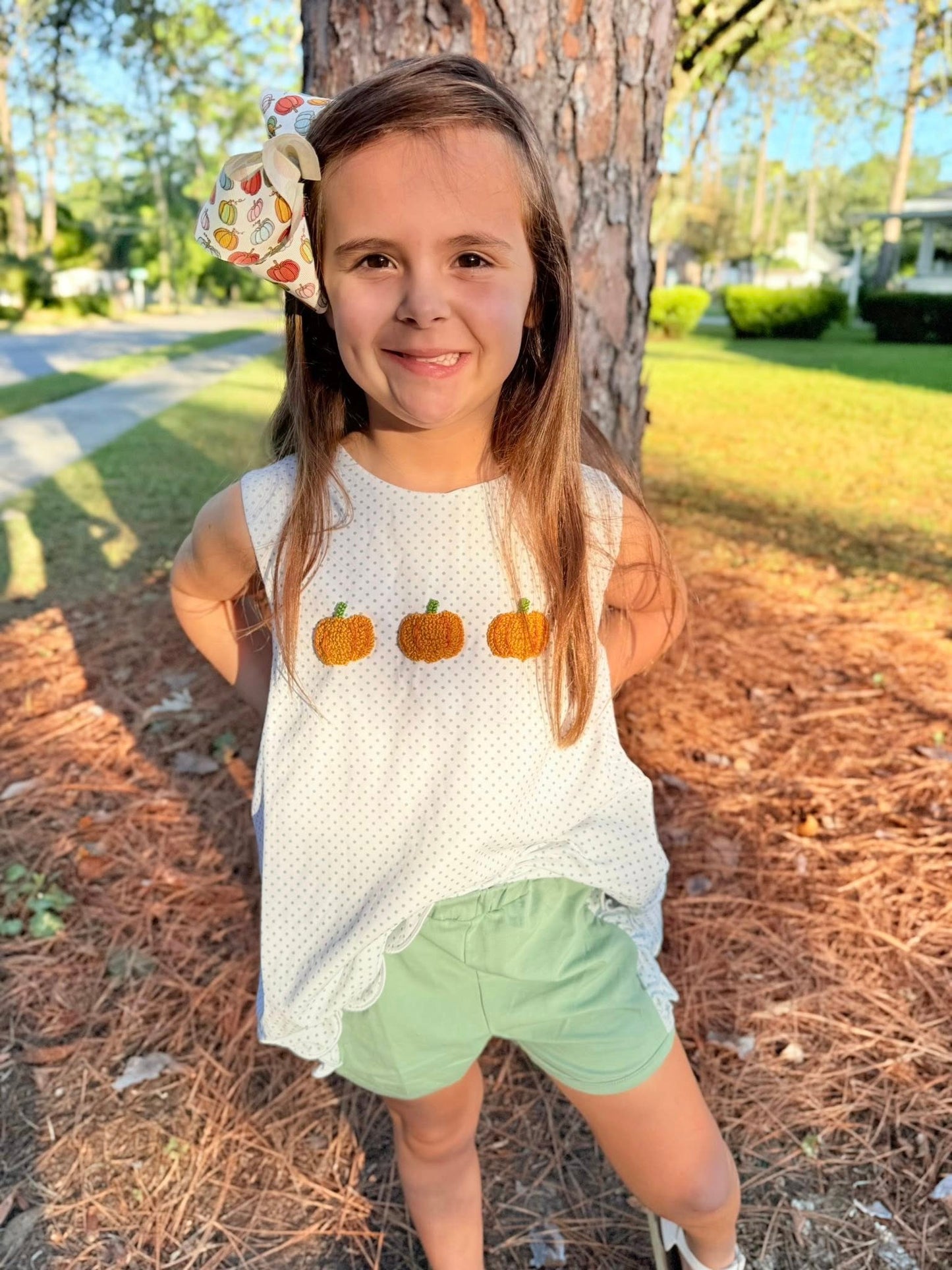PUMPKIN TRIO GIRL SHORT SET