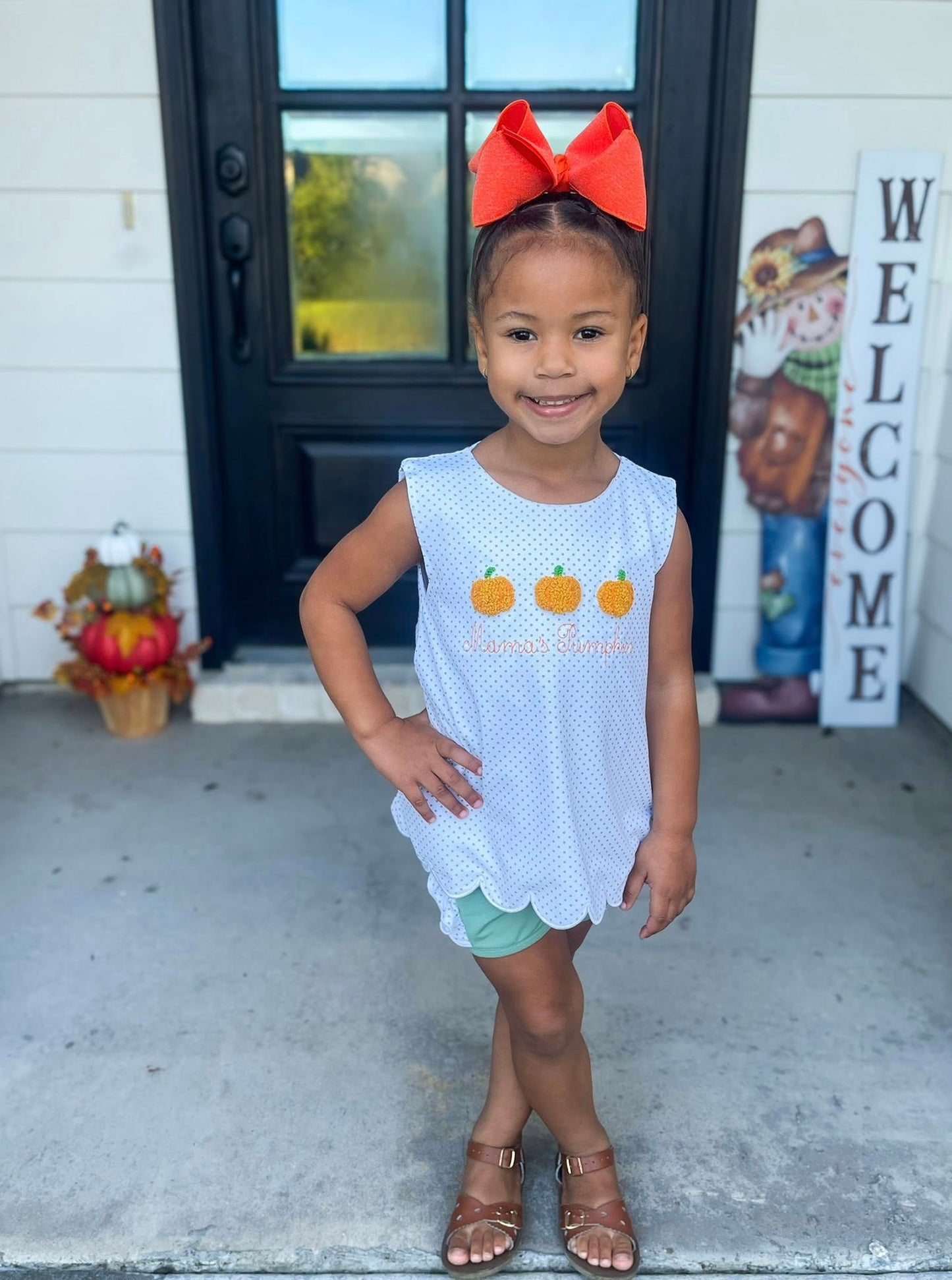 PUMPKIN TRIO GIRL SHORT SET