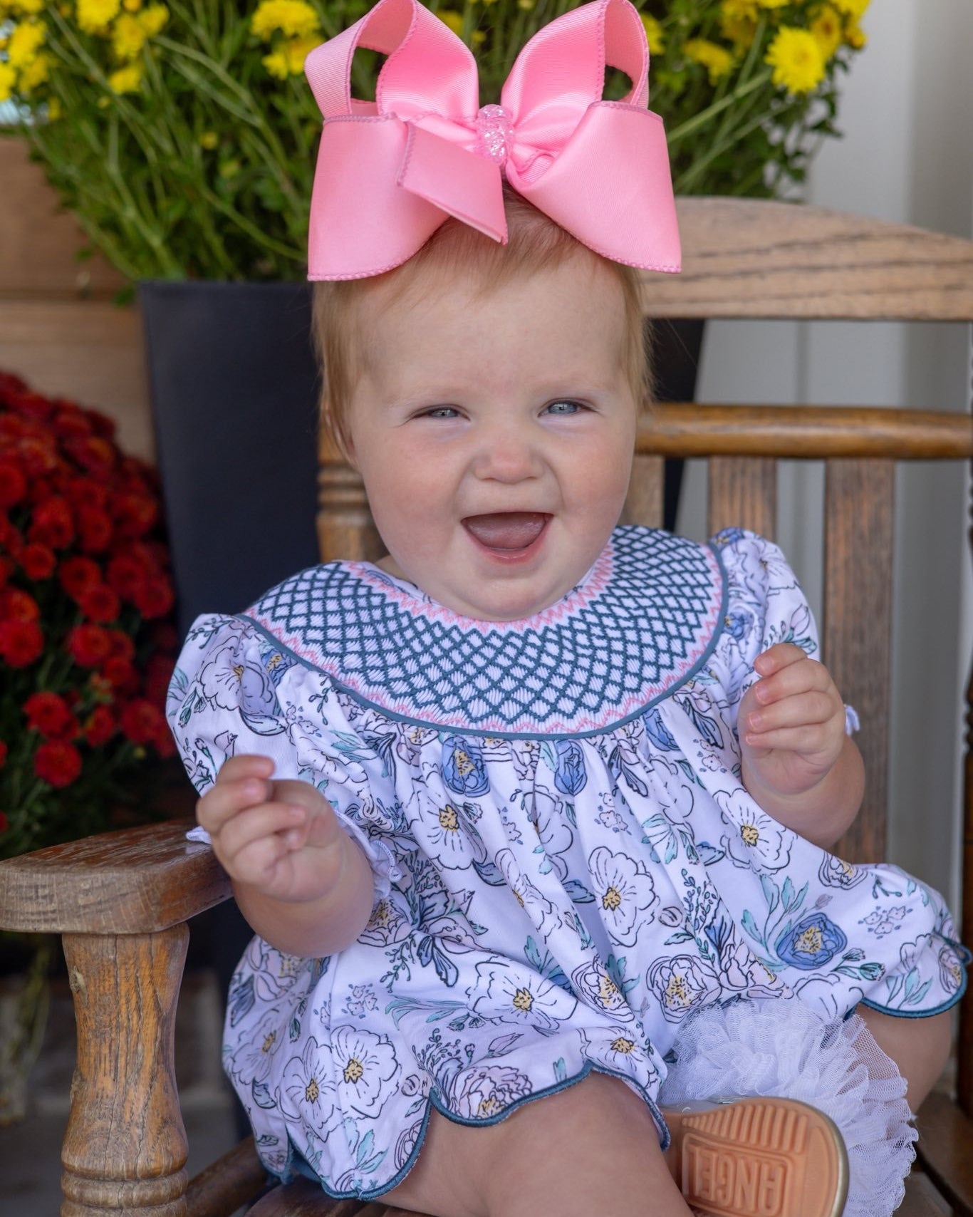 BLUE STONE FLORAL & GINGHAM BLOOMER SET