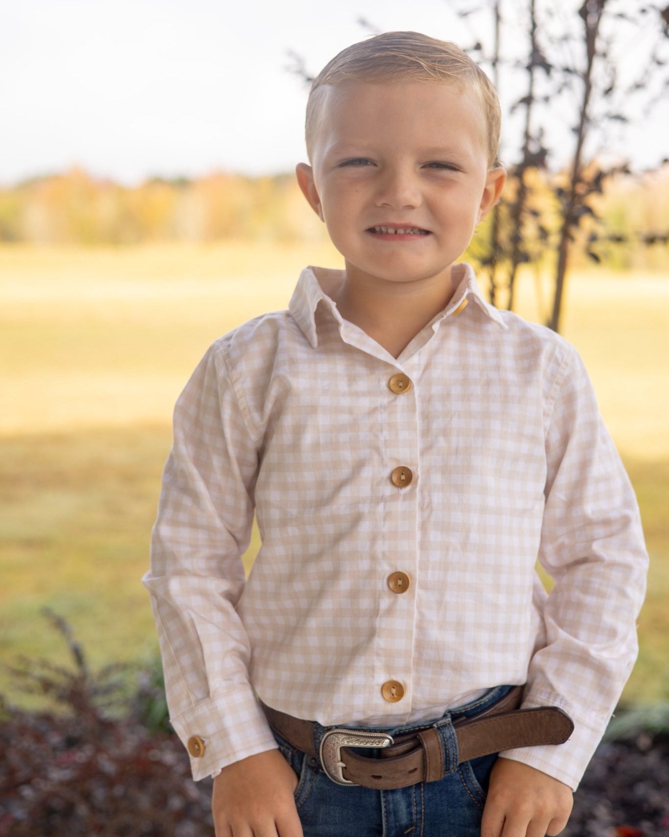 FALL NEUTRALS FAMILY BOY BUTTON UP