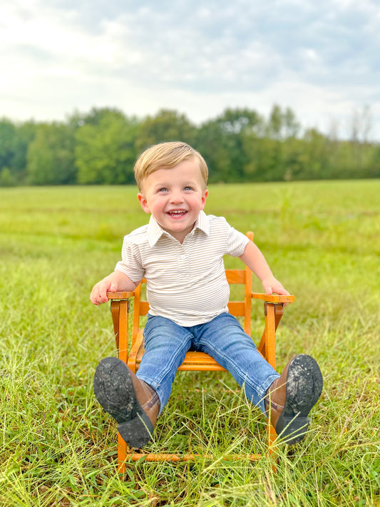BOYS KHAKI STRIPE POLO