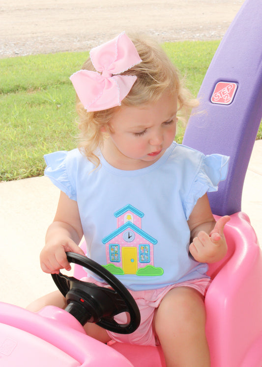 GIRL SCHOOLHOUSE APPLIQUE SHIRT