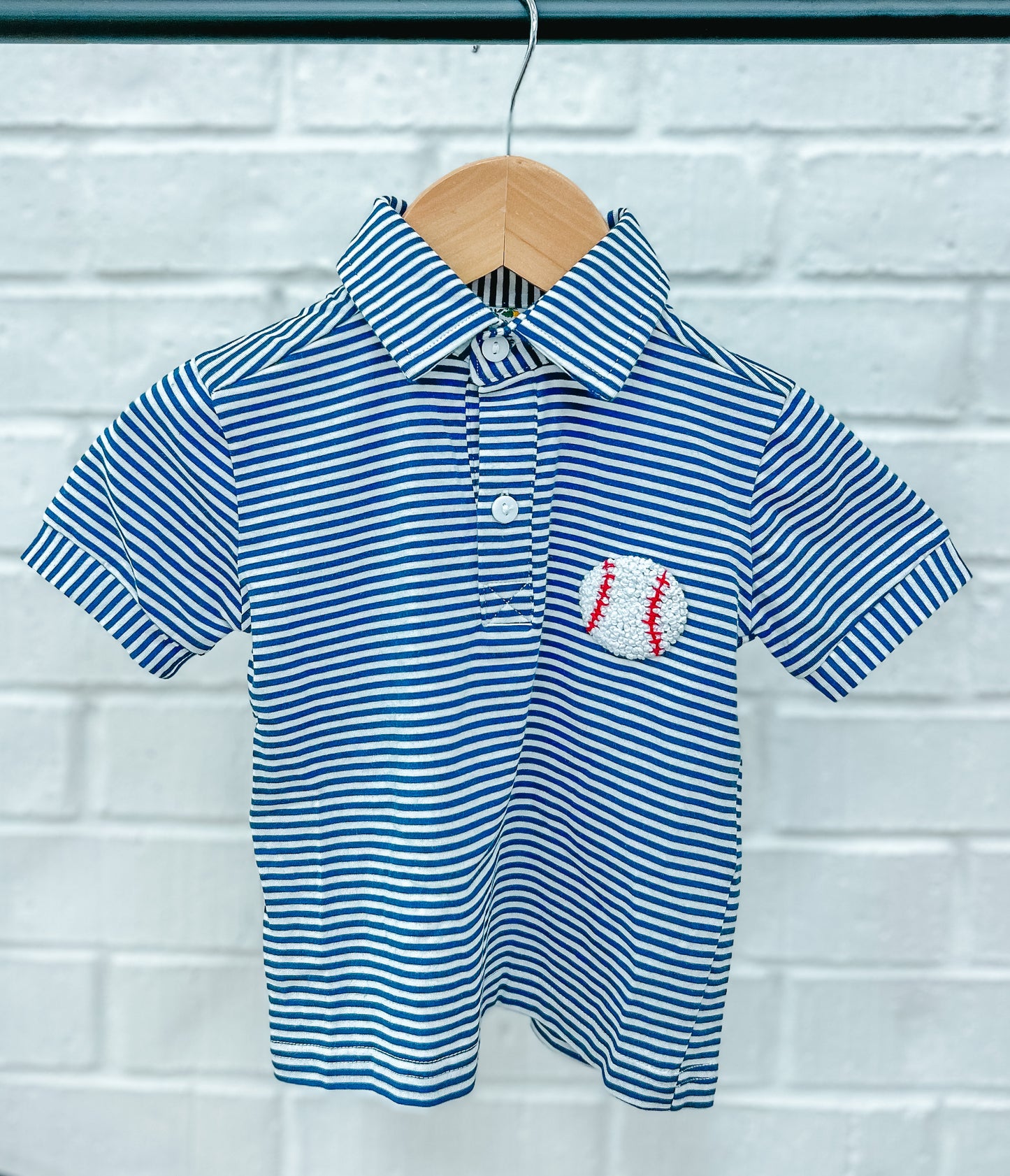 BOY FRENCH KNOT BASEBALL POLO SHIRT