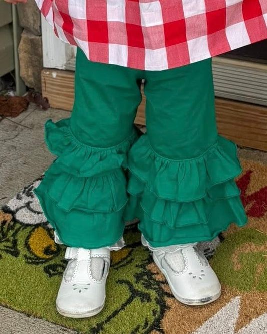 GREEN RUFFLE PANTS