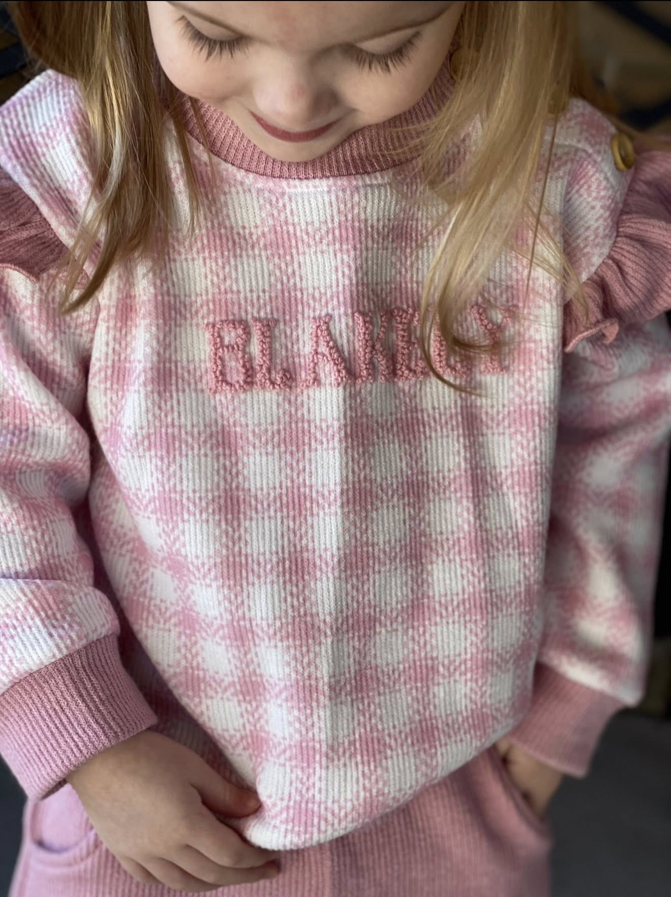 GINGHAM CARDIGAN GIRL PANT SET