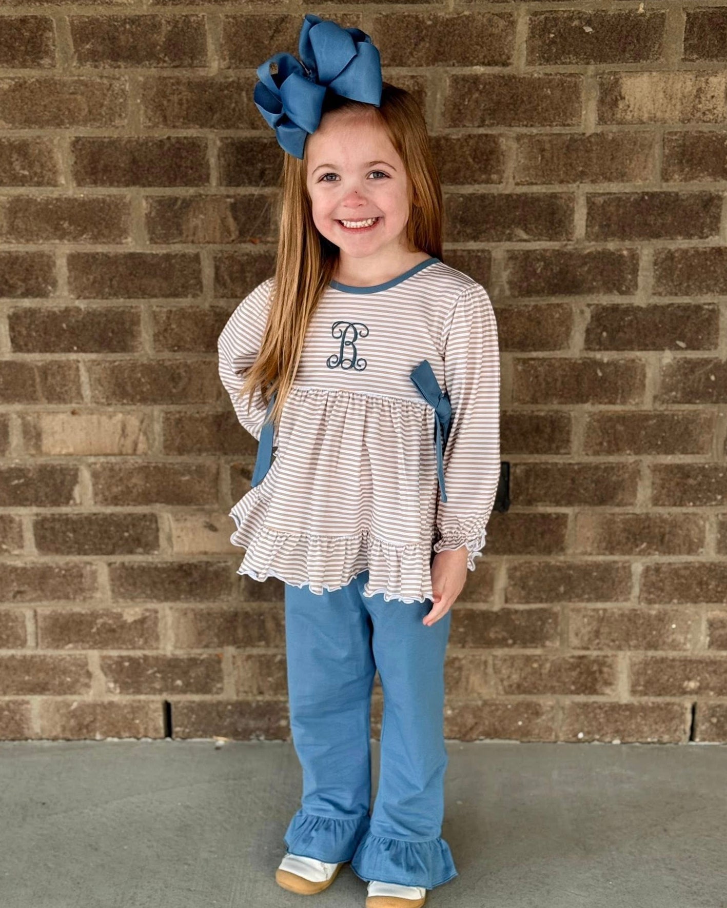 BLUE STONE & STRIPES GIRL PANT SET