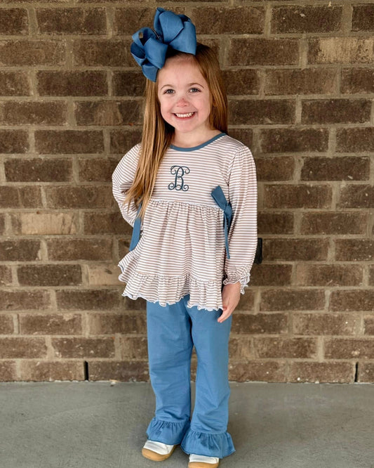 BLUE STONE & STRIPES GIRL PANT SET
