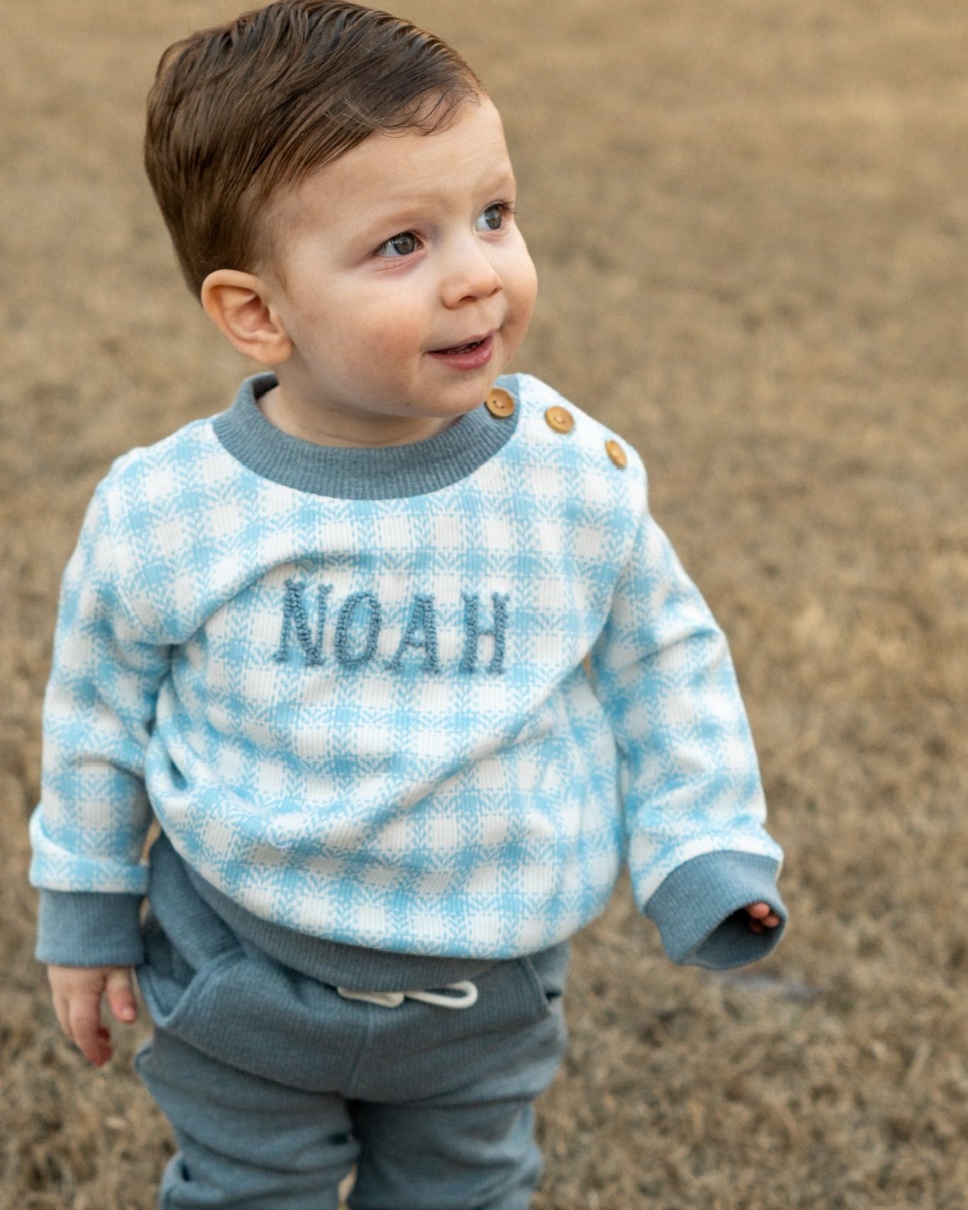 GINGHAM CARDIGAN BOY PANT SET