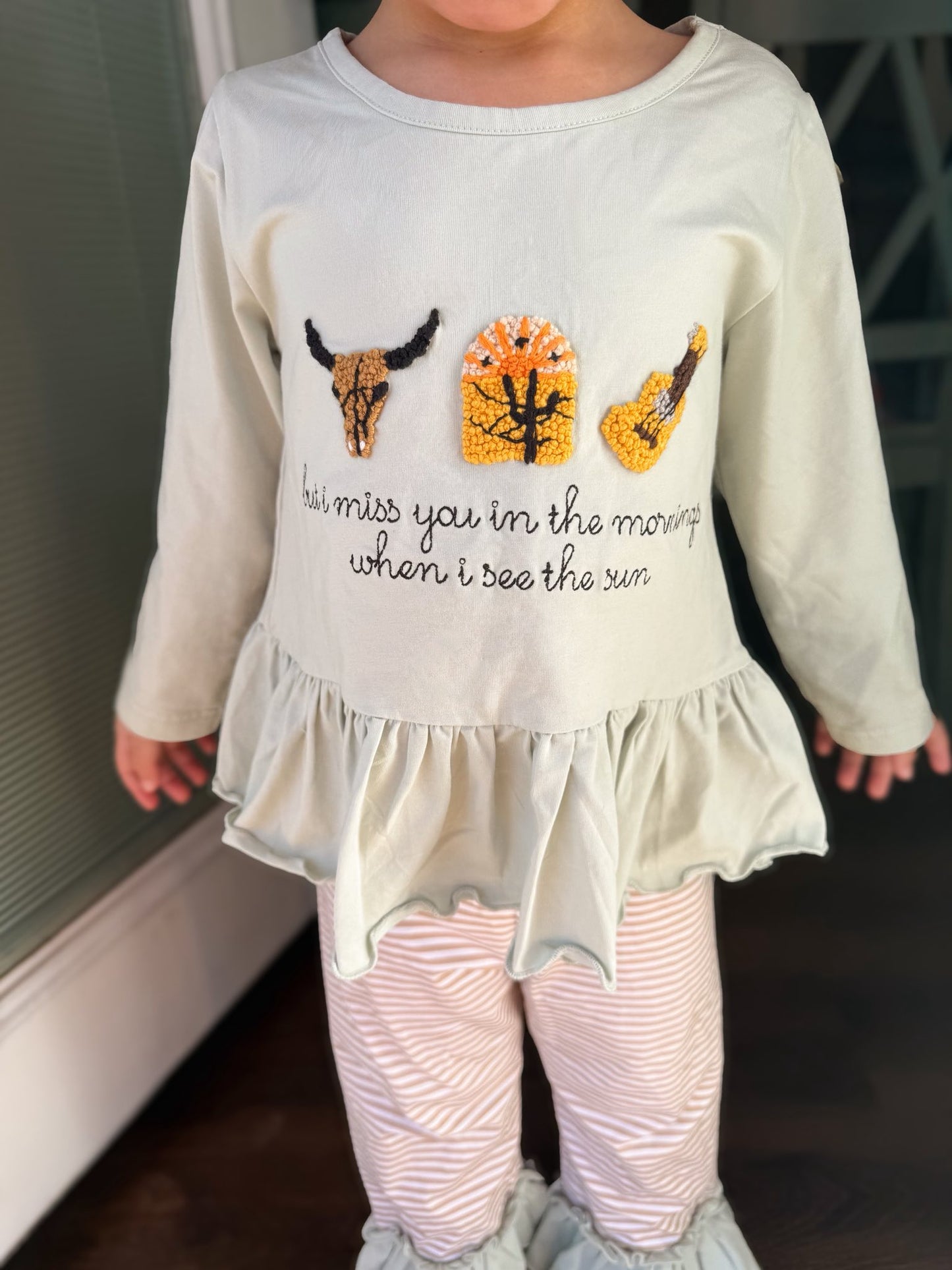 MISS YOU IN THE MORNINGS GIRL PANT SET