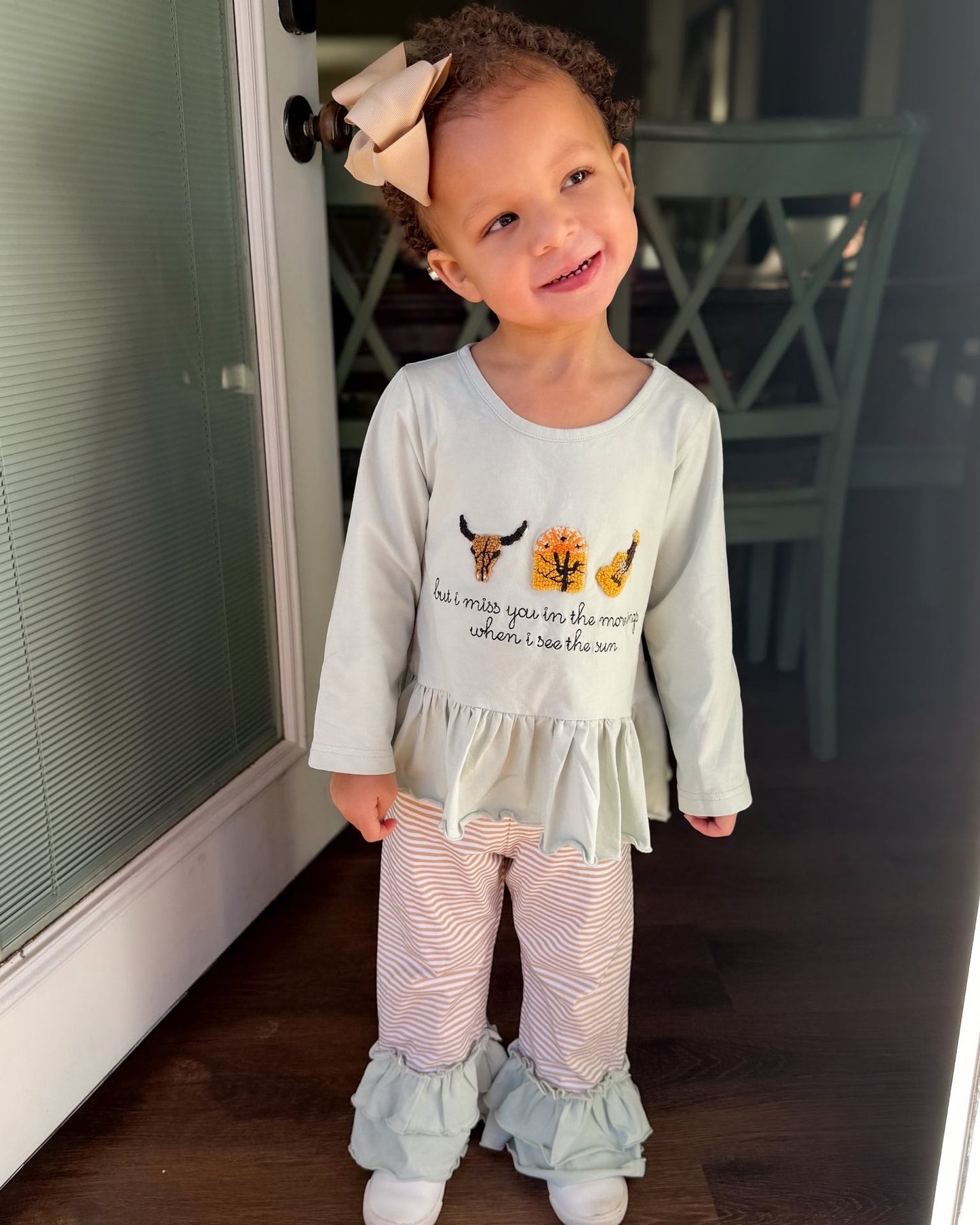 MISS YOU IN THE MORNINGS GIRL PANT SET