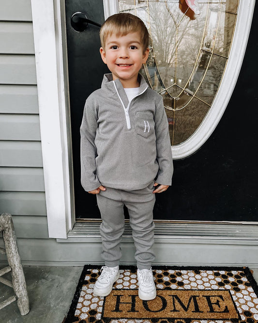 GRAY CARDIGAN JOGGER SET
