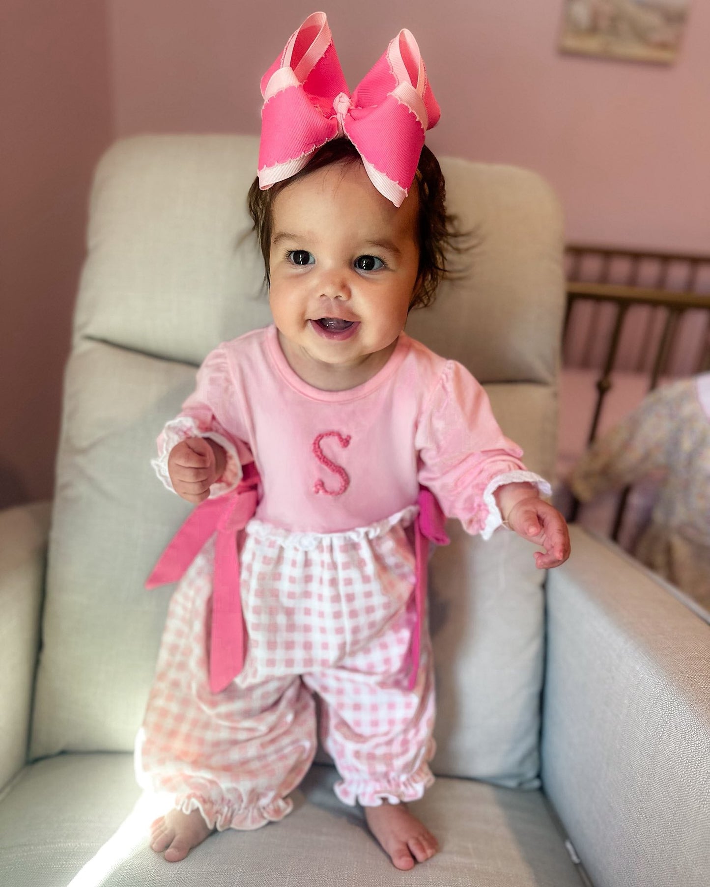 PINK GINGHAM GIRL ROMPER
