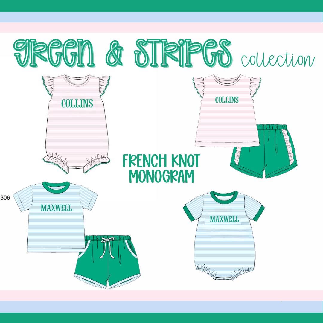 GIRL GREEN AND STRIPES KNIT BUBBLE
