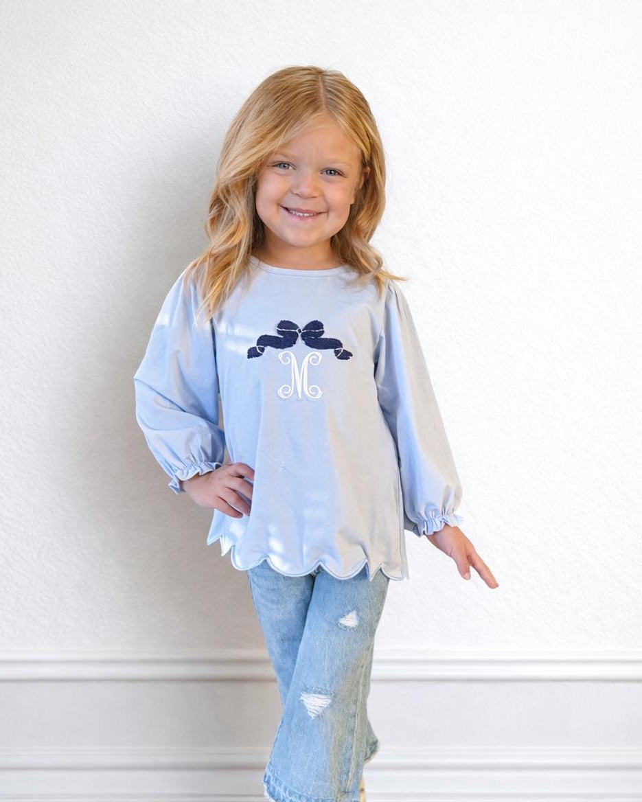 LONG SLEEVE NAVY BOW GIRL SHIRT