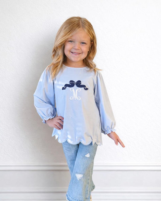 LONG SLEEVE NAVY BOW GIRL SHIRT