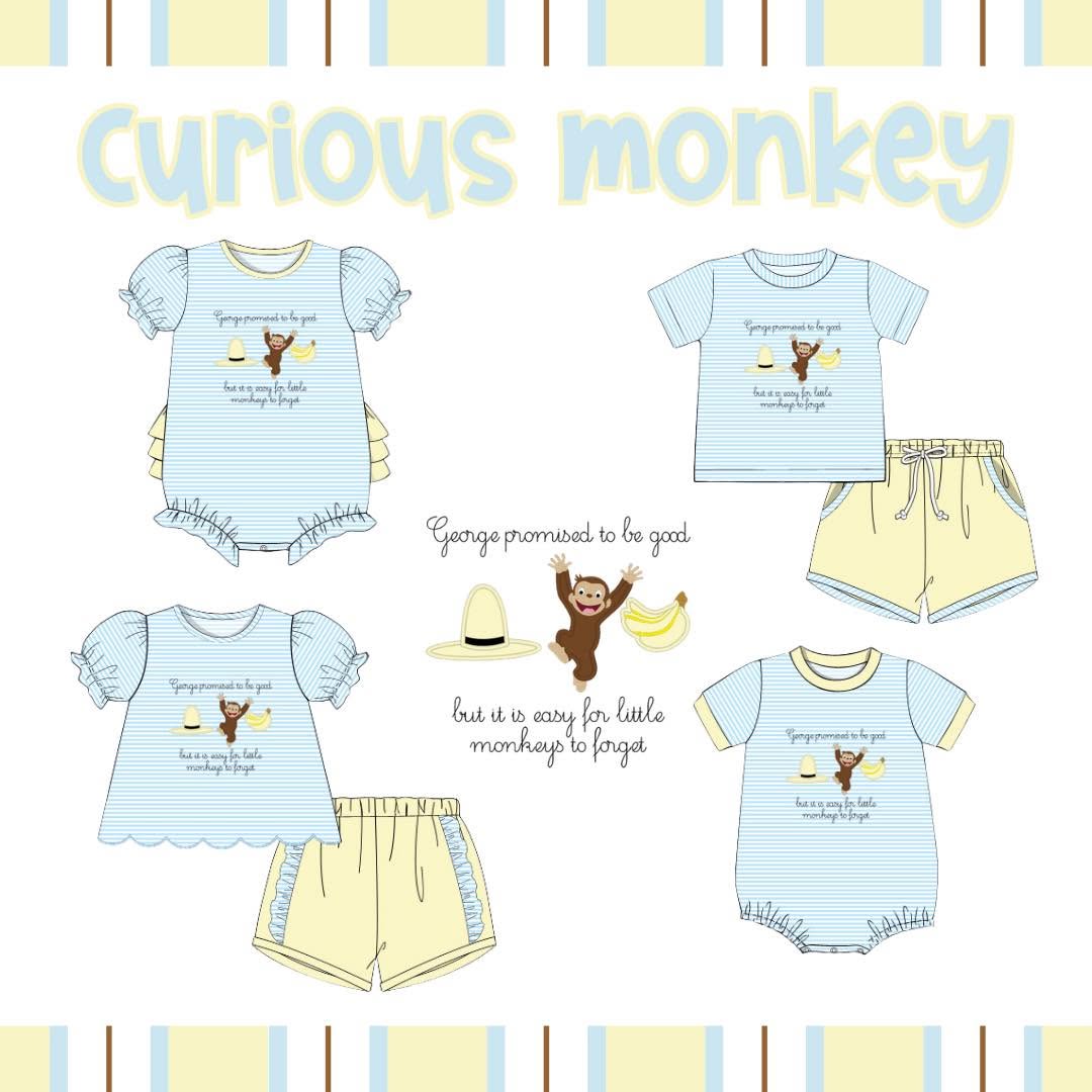 GIRL CURIOUS MONKEY SHORTIE SET