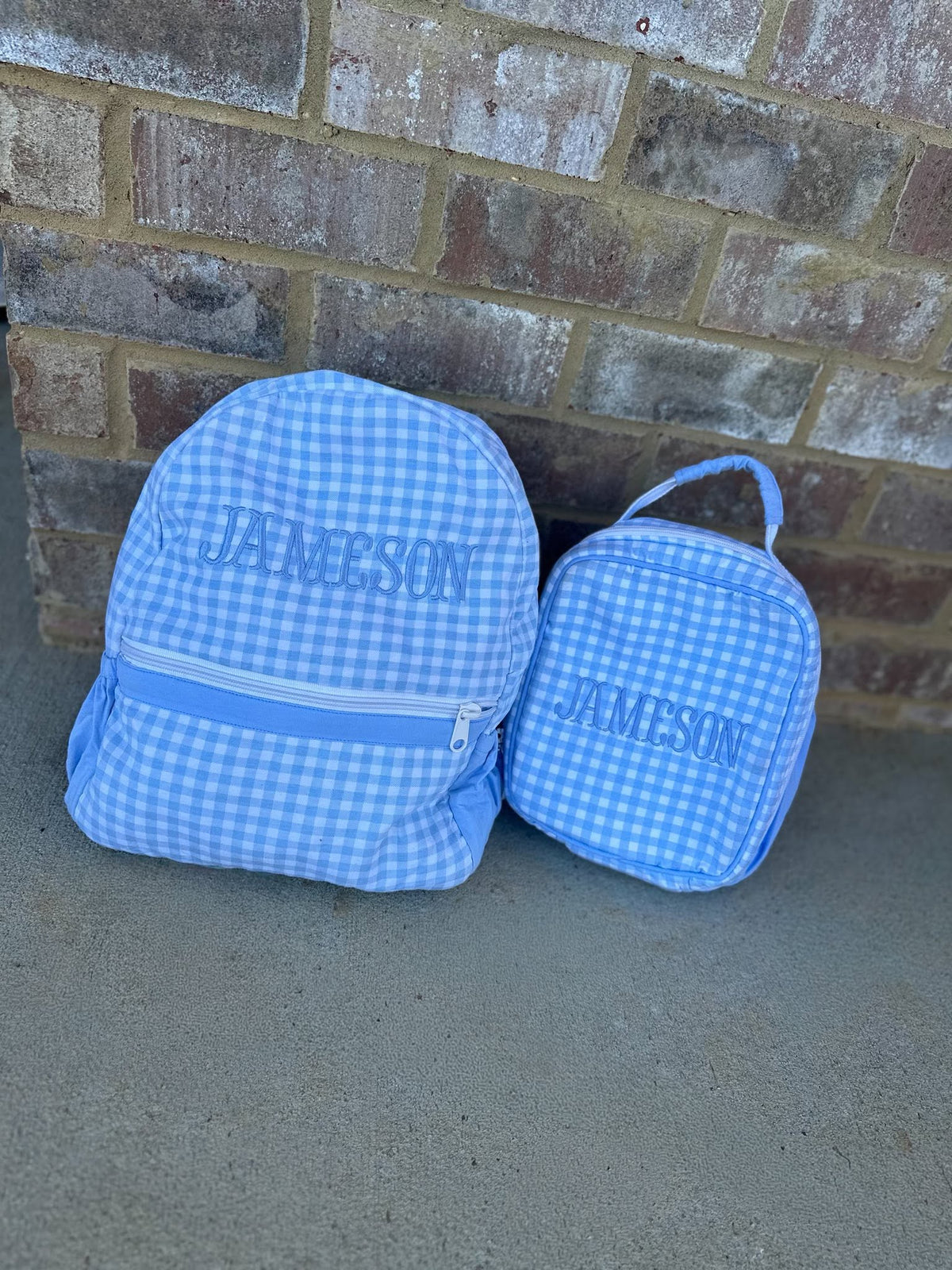 BLUE GINGHAM LUGGAGE