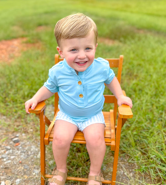 PATCHWORK & STRIPES BOY SHORT SET