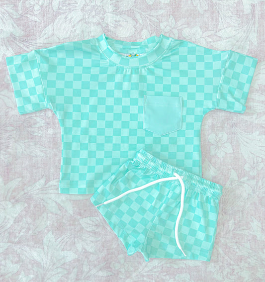 SPRING CASUAL BOY CHECKER SHORT SET