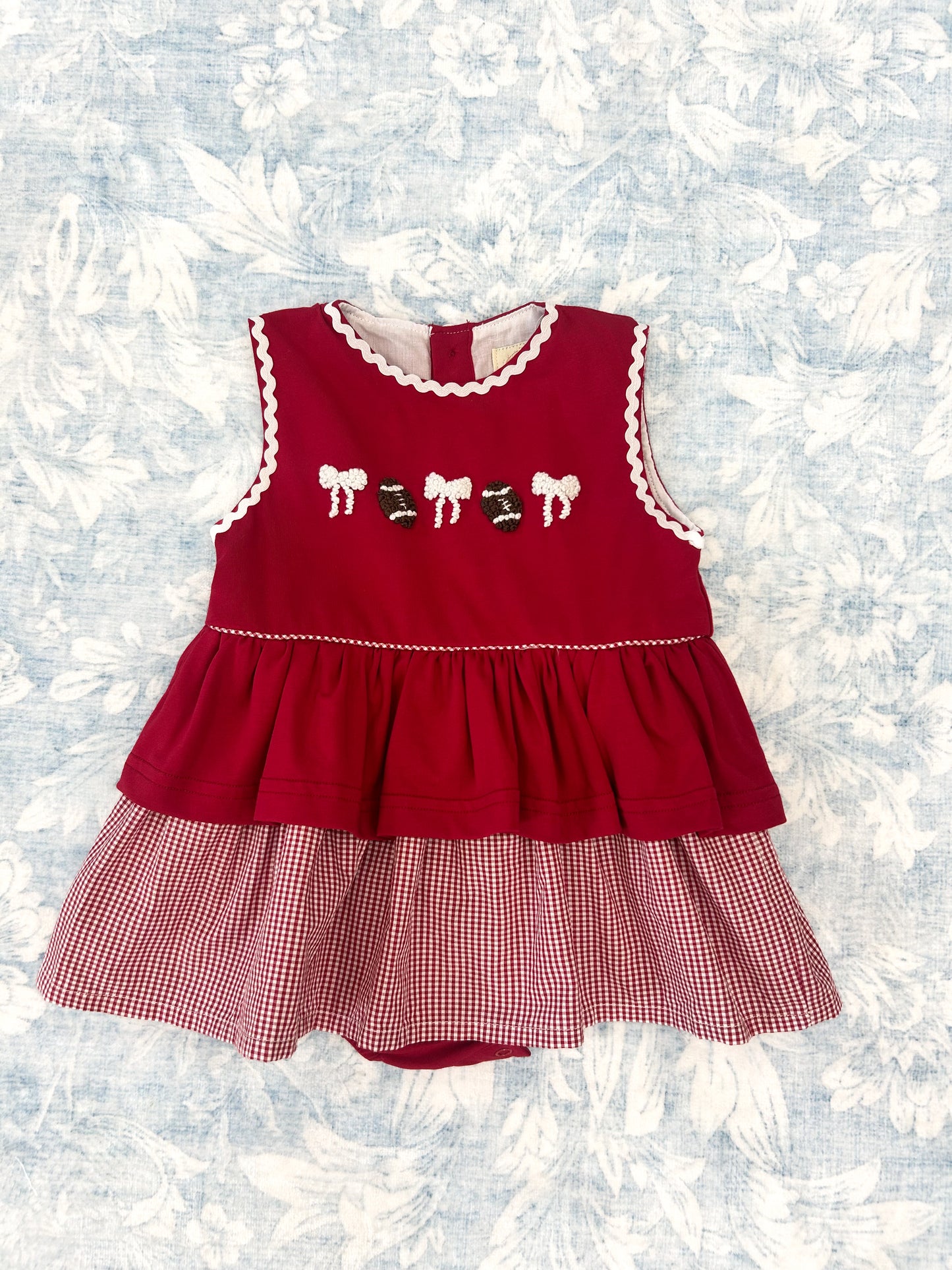 GIRLS CRIMSON & WHITE SKIRTED BUBBLE