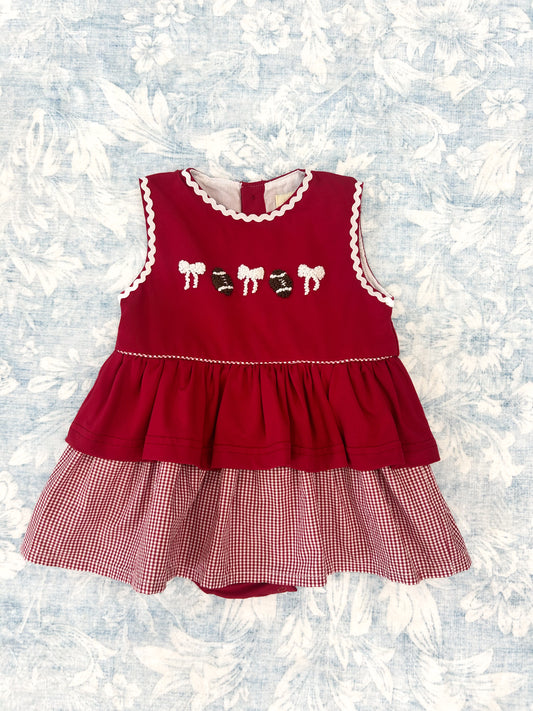 GIRLS CRIMSON & WHITE SKIRTED BUBBLE